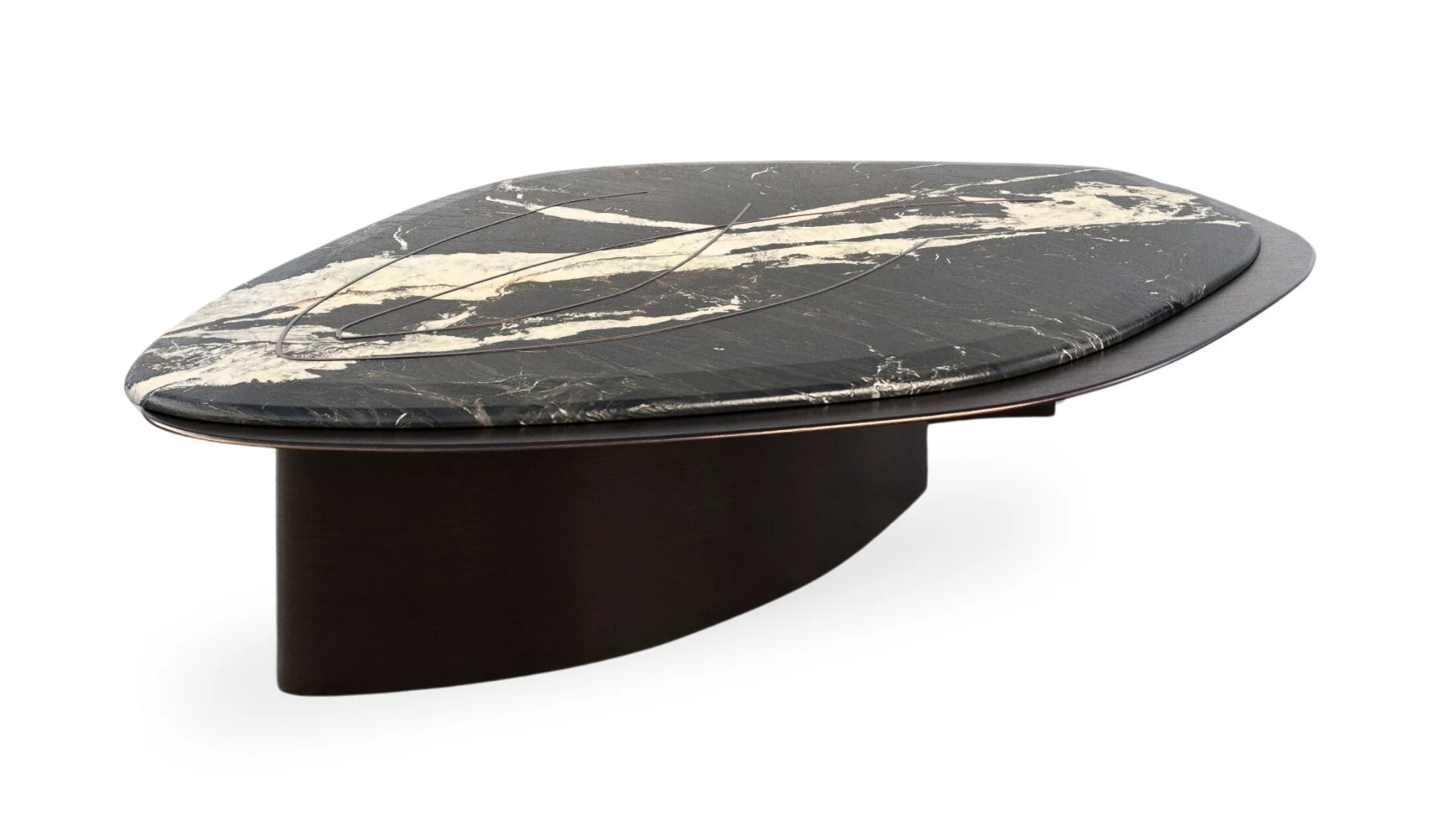 Sky Night Quartzite and Bronze Elegance -Feline IV Coffee Table by